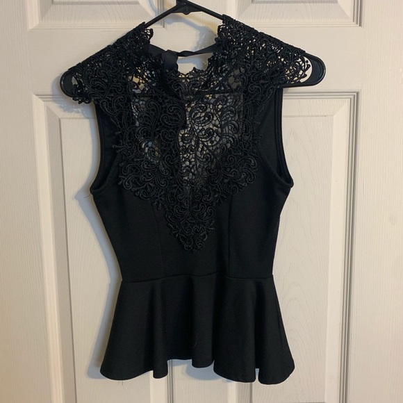 LACE PEPLUM TOP - Picture 1 of 2